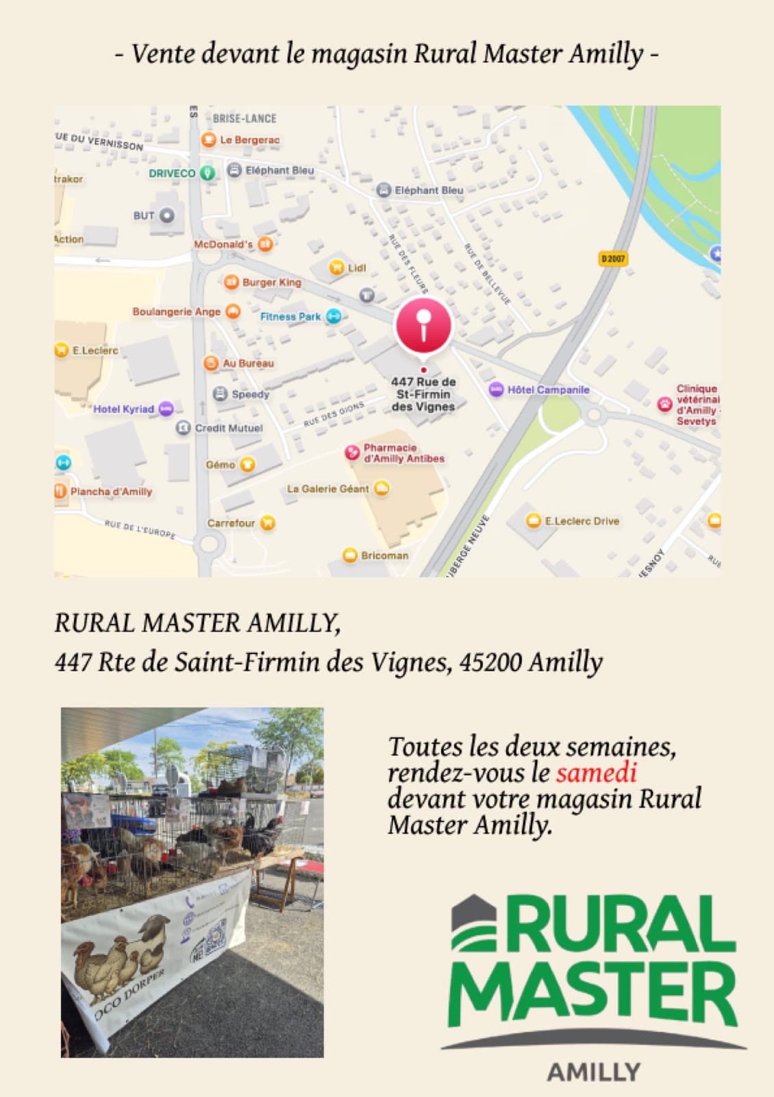 Vente devant le magasin Rural Master Amilly